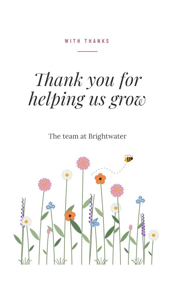 Garden Border seed packet with With thanks, Thank you for helping us grow and a row of line-drawn wildflowers along the foot