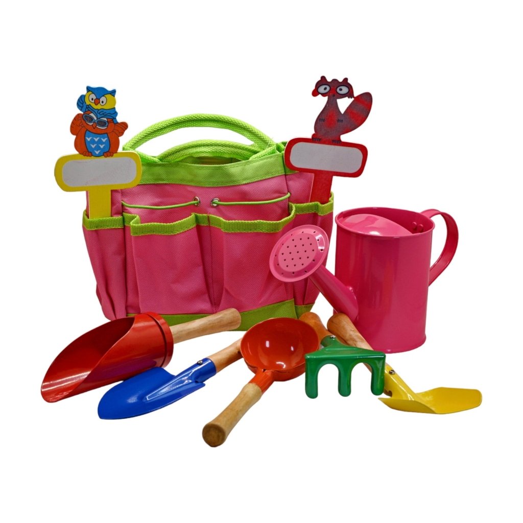 8 Piece Kids Tool Kit With Bag - Pink - Happy Valley Seeds