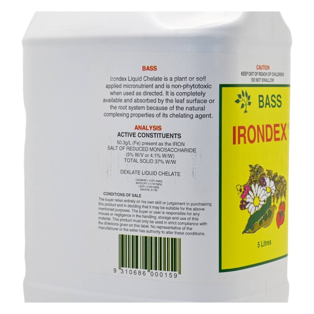 Bass - Irondex Chelated Iron Supplement 5 Litre - Happy Valley Seeds