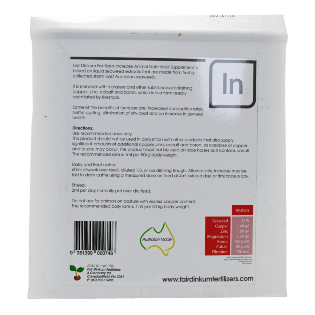 Fair Dinkum - Increase Animal Supplement 5 Litre - Happy Valley Seeds