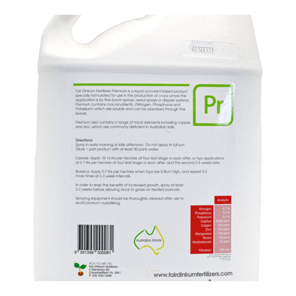 Fair Dinkum - Premium Fortified Liquid Seaweed 5 Litre - Happy Valley Seeds