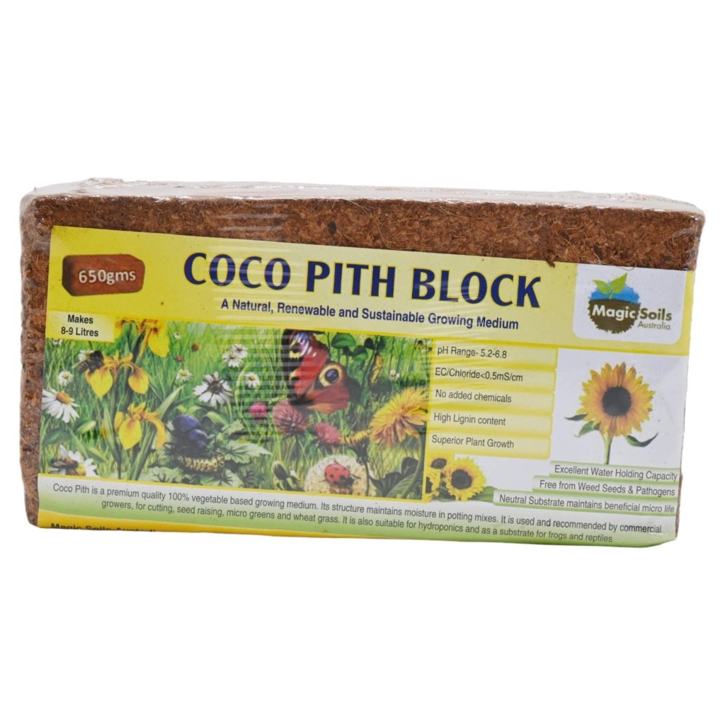 Magic Soils - Coco Pith Block 650gm 8-9 L - Happy Valley Seeds