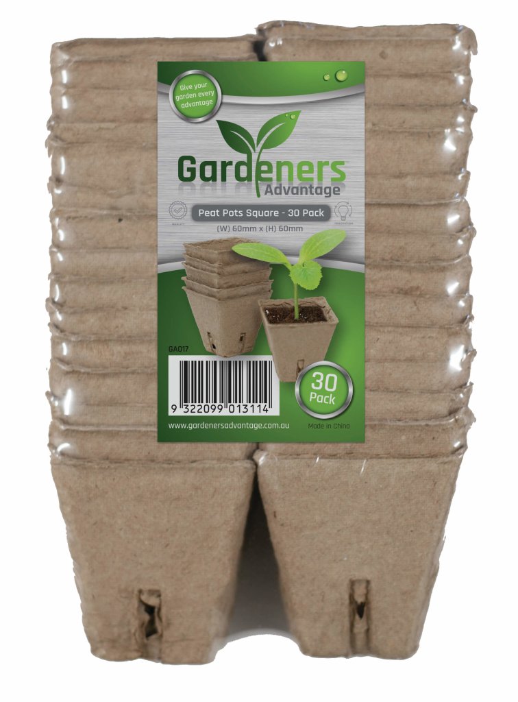 Gardeners Advantage - Peat Pot Square (Pack of 30) - Happy Valley Seeds