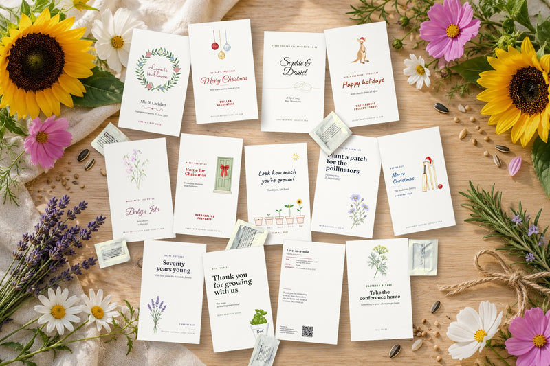 Custom printed seed packets for Christmas, weddings, birthdays and businesses